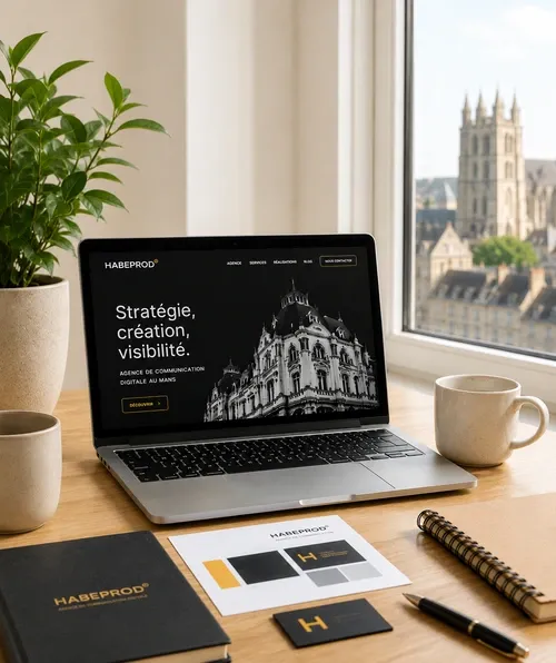 Bureau de l'agence Habeprod au Mans – espace de travail de l'équipe spécialisée en communication digitale, création de site web et SEO local en Sarthe