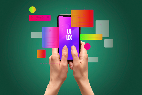 Schéma conceptuel de l'expérience utilisateur avec interface mobile UI/UX